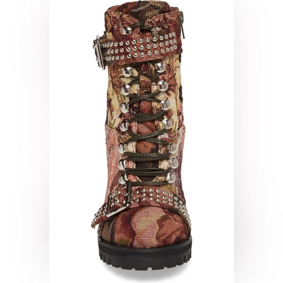 Jeffrey Campbell Lilith Block Heel Studded Floral Buckle Boots - Picture 3 of 6